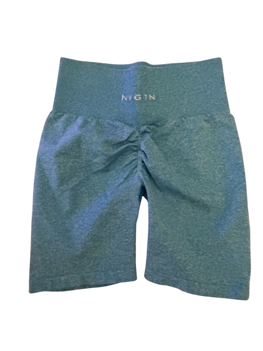 NVGTN Seamless Scrunch Biker Shorts Womens M Blue High Waisted Gym